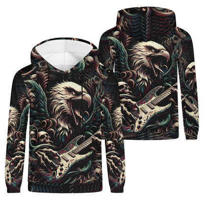 Eagle Rock - Unisex Hoodie - Bold Guitar & Eagle All-Over Print