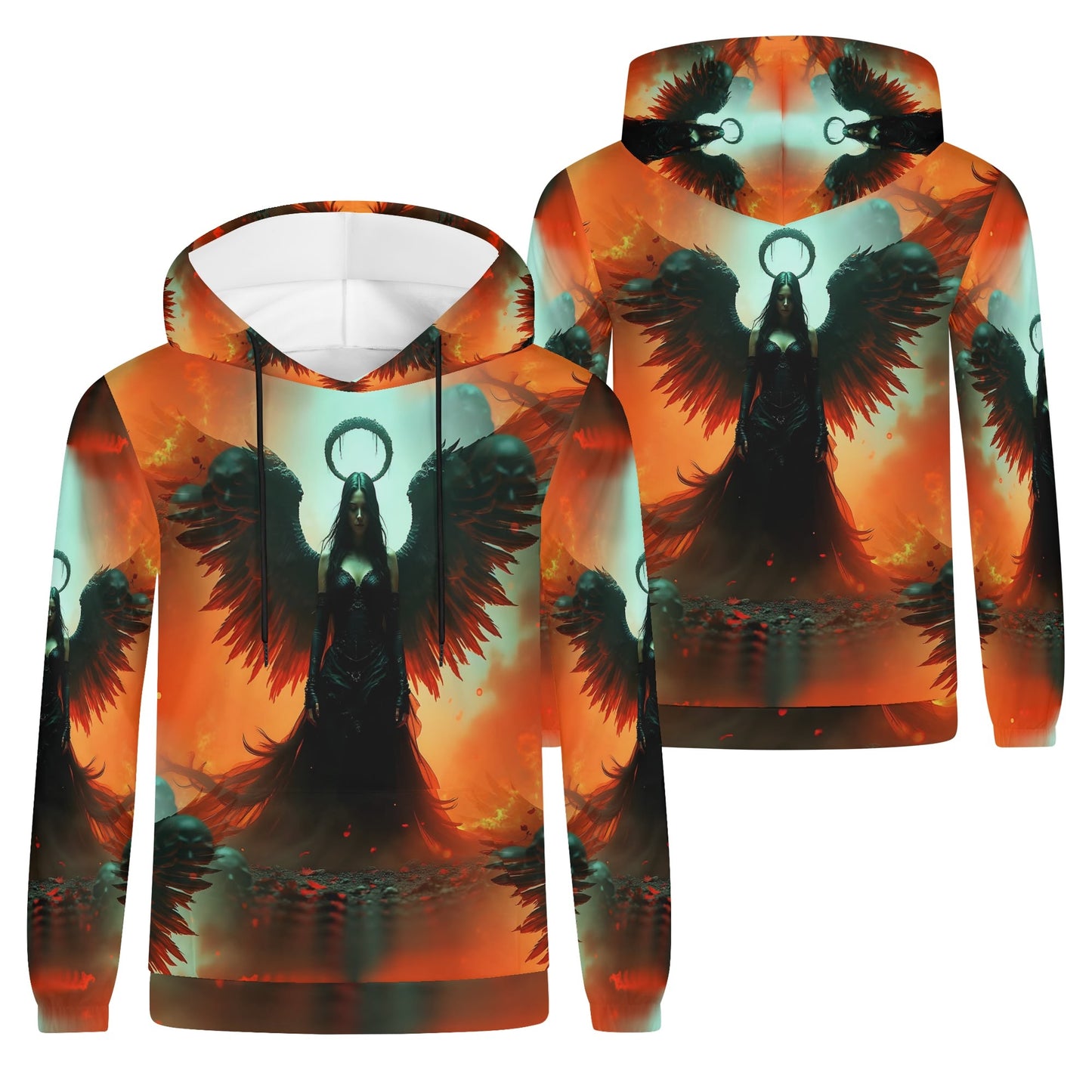 Fallen Angel's Fire - Unisex Hoodie - Bold All-Over Print Design