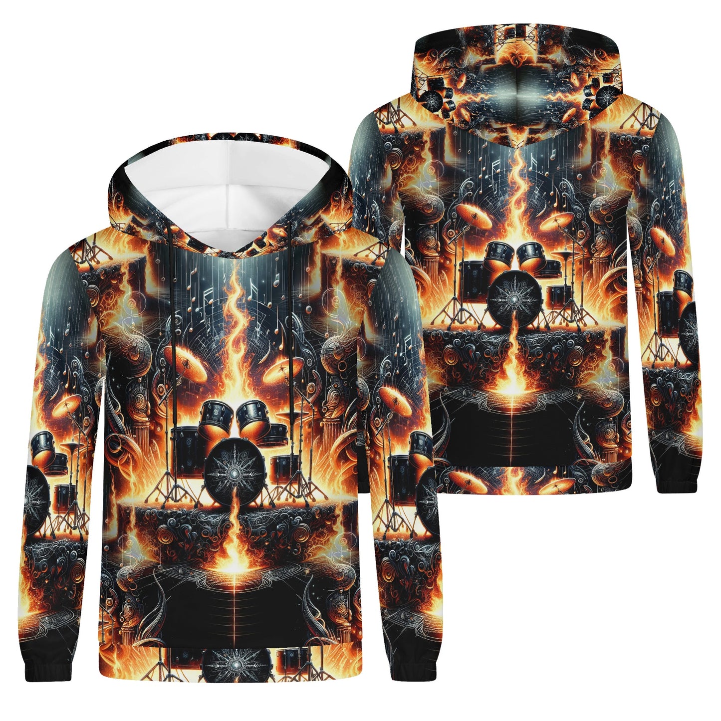 Firestorm Drums Unisex Hoodie – Unleash Your Inner Rhythm and Rebellion