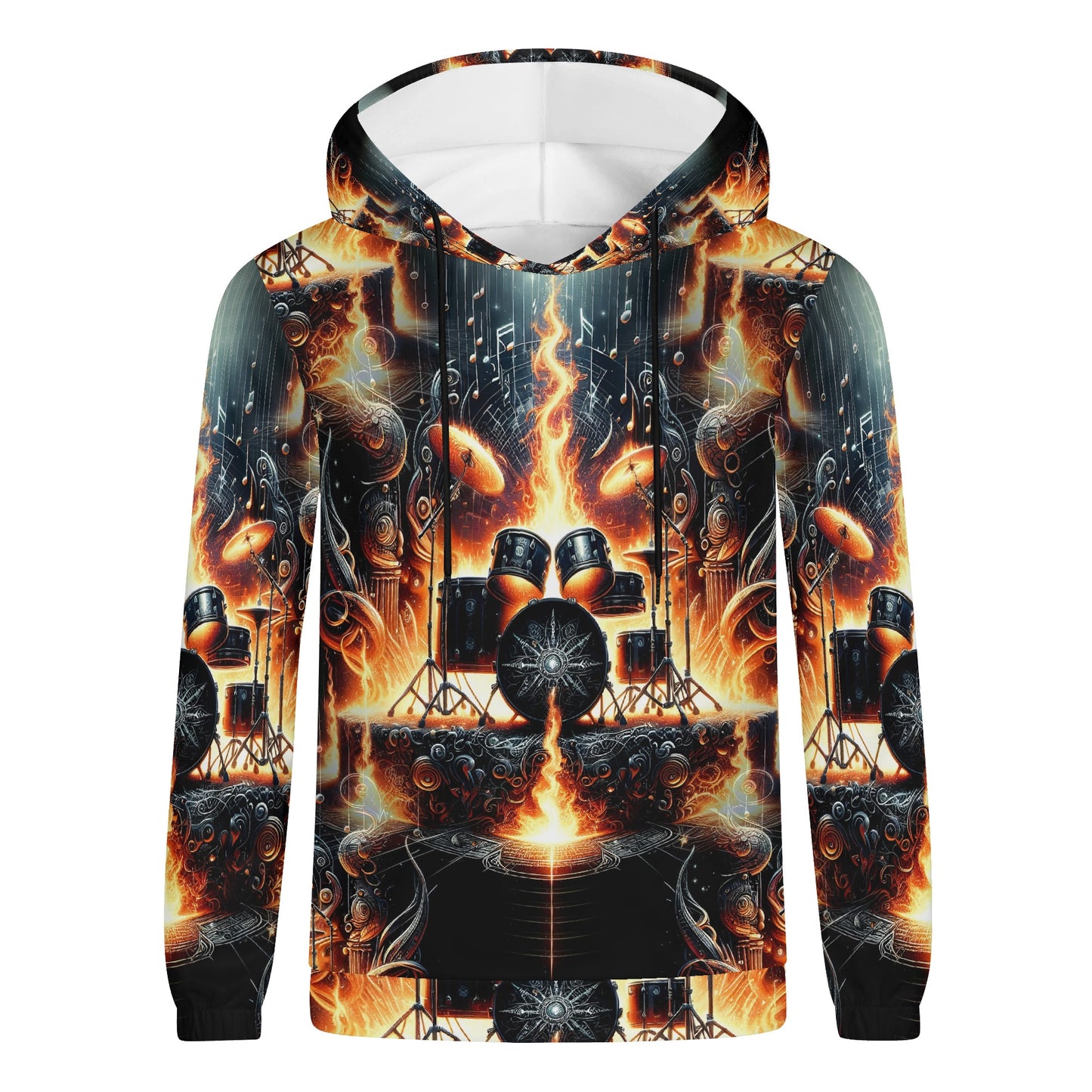 Firestorm Drums Unisex Hoodie – Unleash Your Inner Rhythm and Rebellion