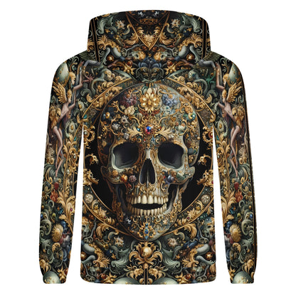 Loud and Lethal Forbidden Luxury Cotton Terry Hoodie with detailed ornate skull and floral design