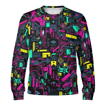 Game Over Galaxy – Unisex Sweater: A Neon Tribute to Gamer Culture