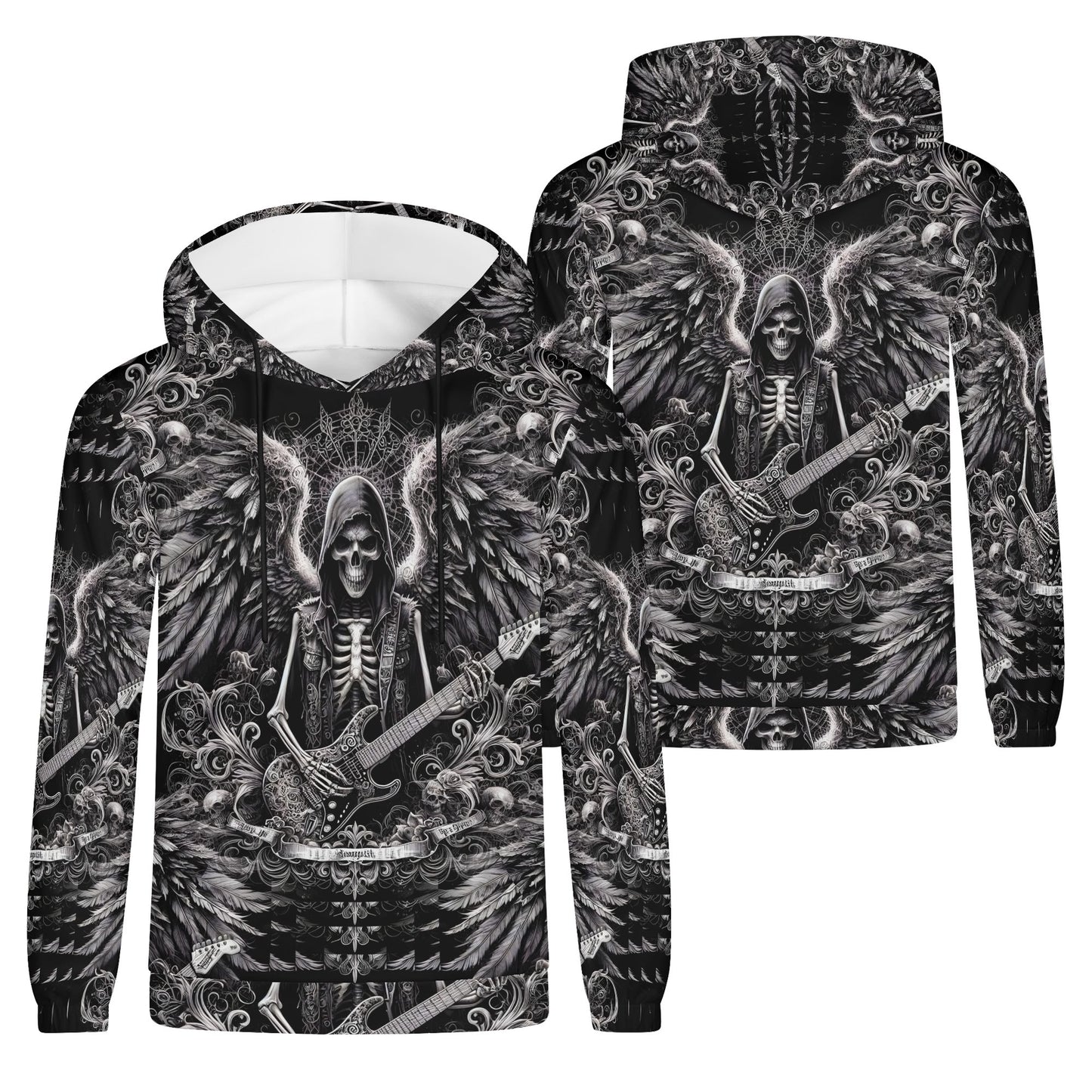 Ghoulish Guitarist – Unisex Hoodie: A Dark Symphony of Rebellion and Art