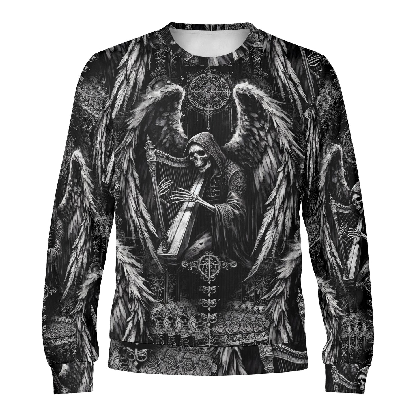 Harp of Shadows – Unisex Sweater: A Symphony of Darkness and Mystery