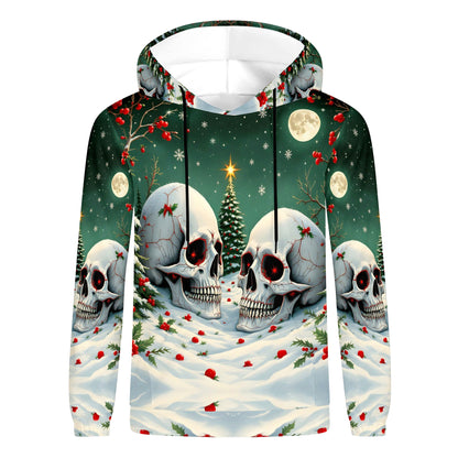 Holiday Skulls Under Moonlight – Cotton Terry Hoodie