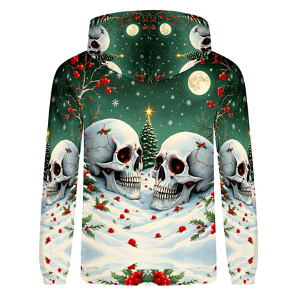 Holiday Skulls Under Moonlight – Cotton Terry Hoodie