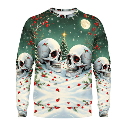 Holiday Skulls Under Moonlight Cotton Terry Sweatshirt | Loud & Lethal