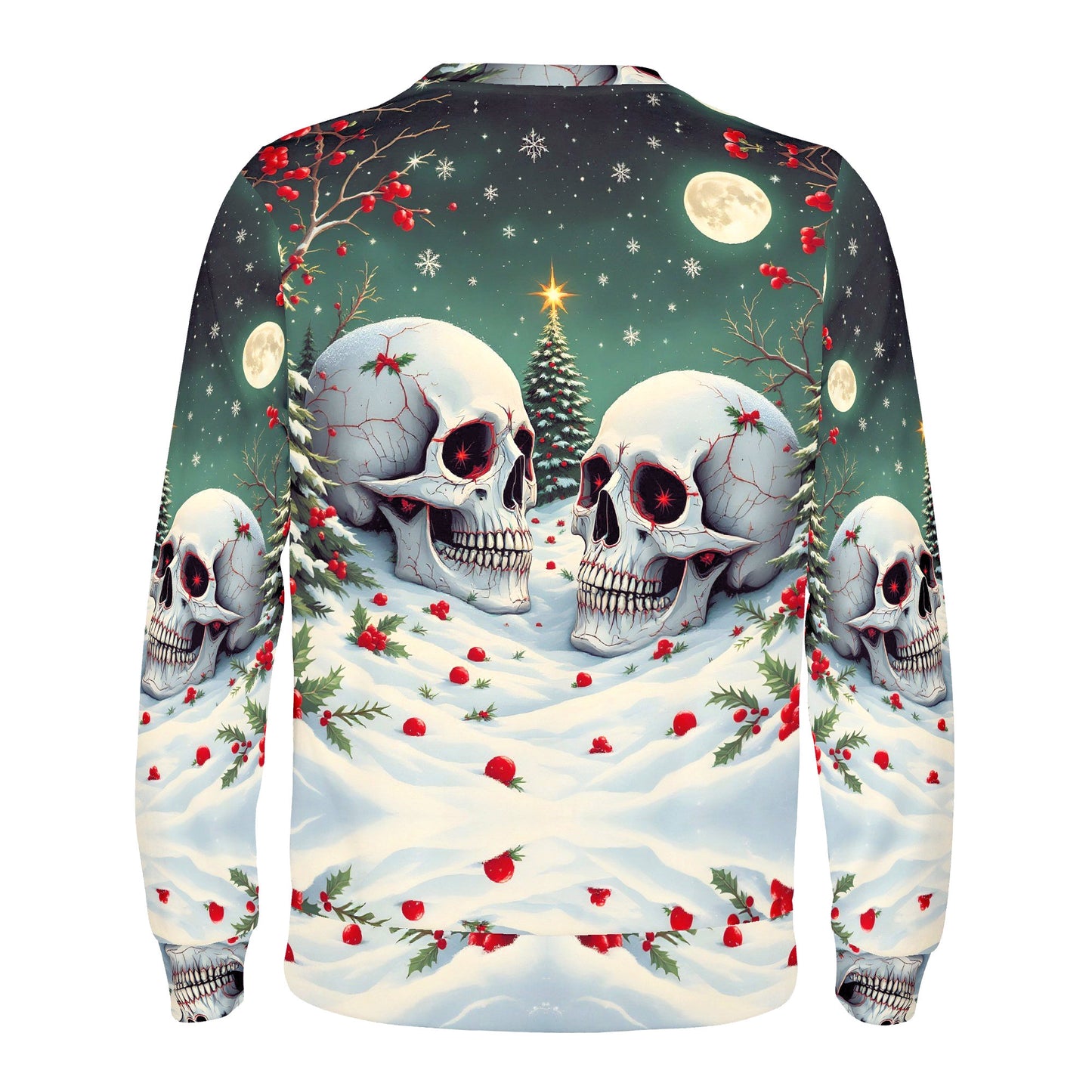 Holiday Skulls Under Moonlight Cotton Terry Sweatshirt | Loud & Lethal