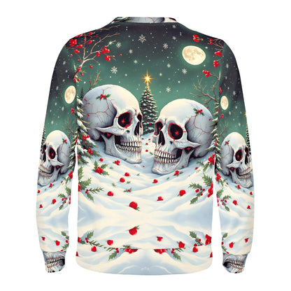 Holiday Skulls Under Moonlight Cotton Terry Sweatshirt | Loud & Lethal