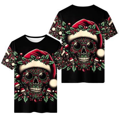 Holly Jolly Bones Organic Cotton Christmas T-Shirt by Loud & Lethal