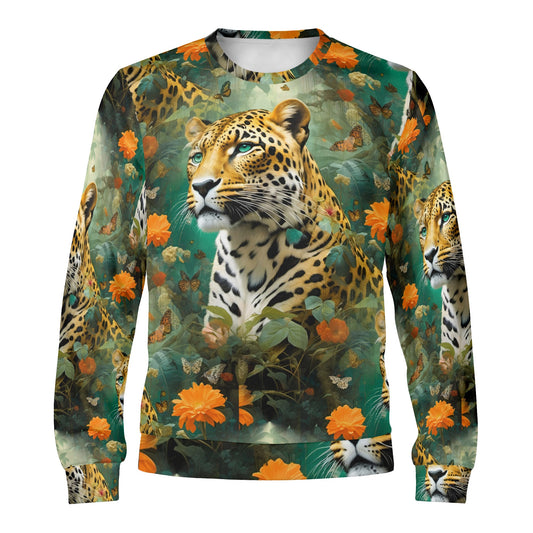 Leopard Flora – Unisex Sweater: Untamed Beauty in Every Detail