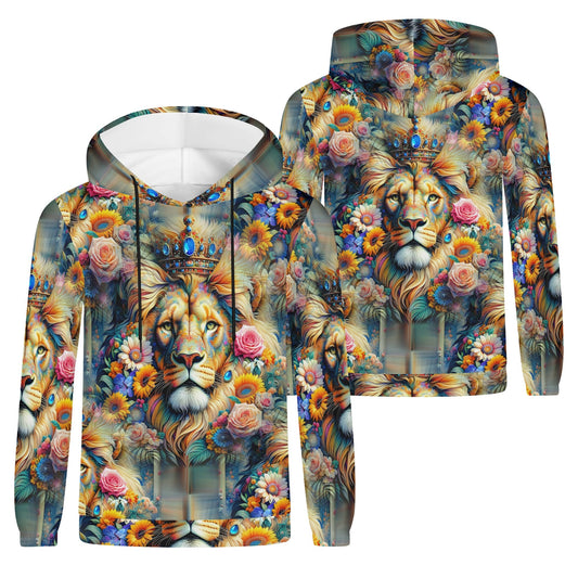 Lion’s Floral Kingdom – Unisex Hoodie: A Regal Roar of Nature and Style