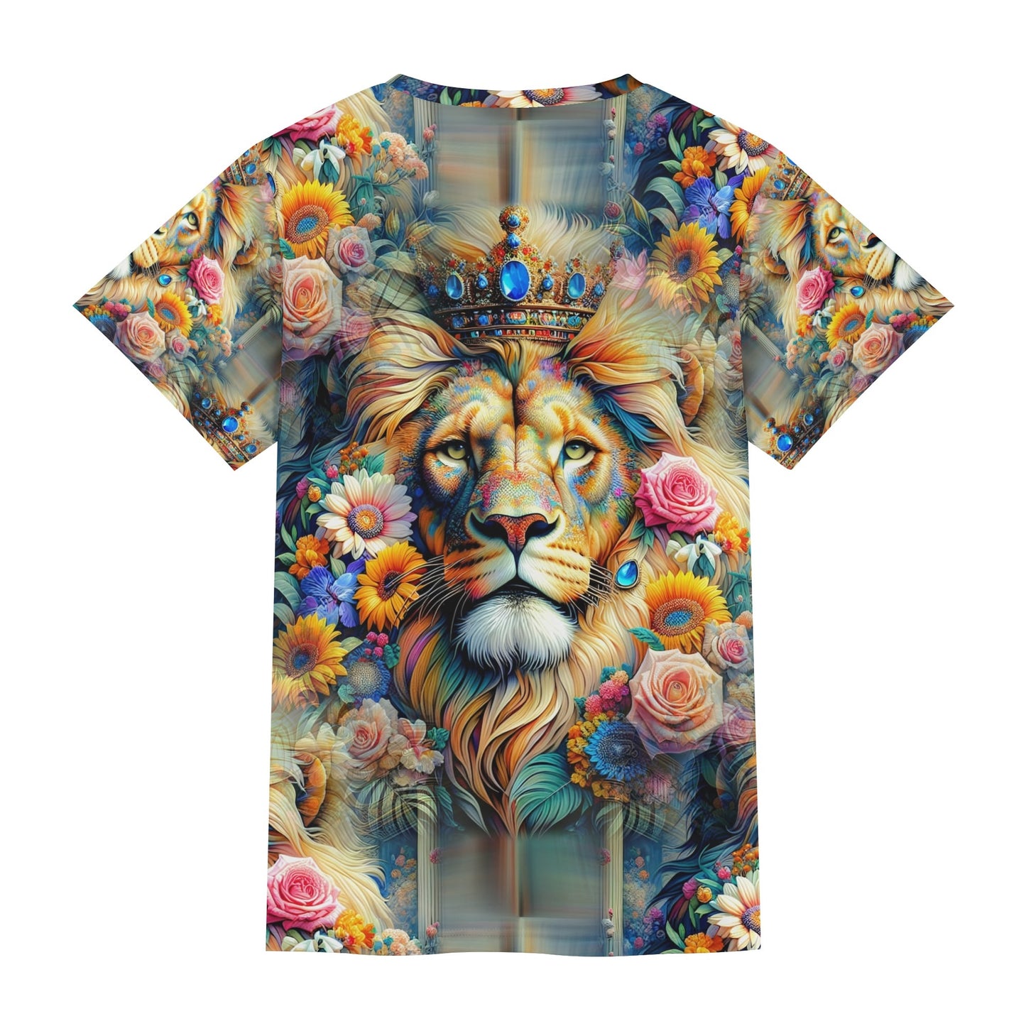 Lion’s Floral Kingdom – Unisex T-Shirt - Embrace Your Inner Majesty with Bold Elegance