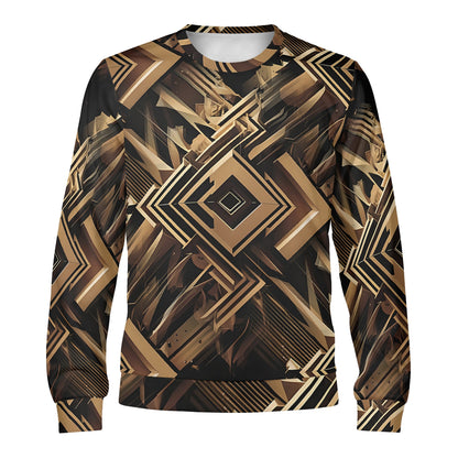 Metallic Maze - Unisex Sweater: Embrace Bold Geometric Design and Techwear-Inspired Style