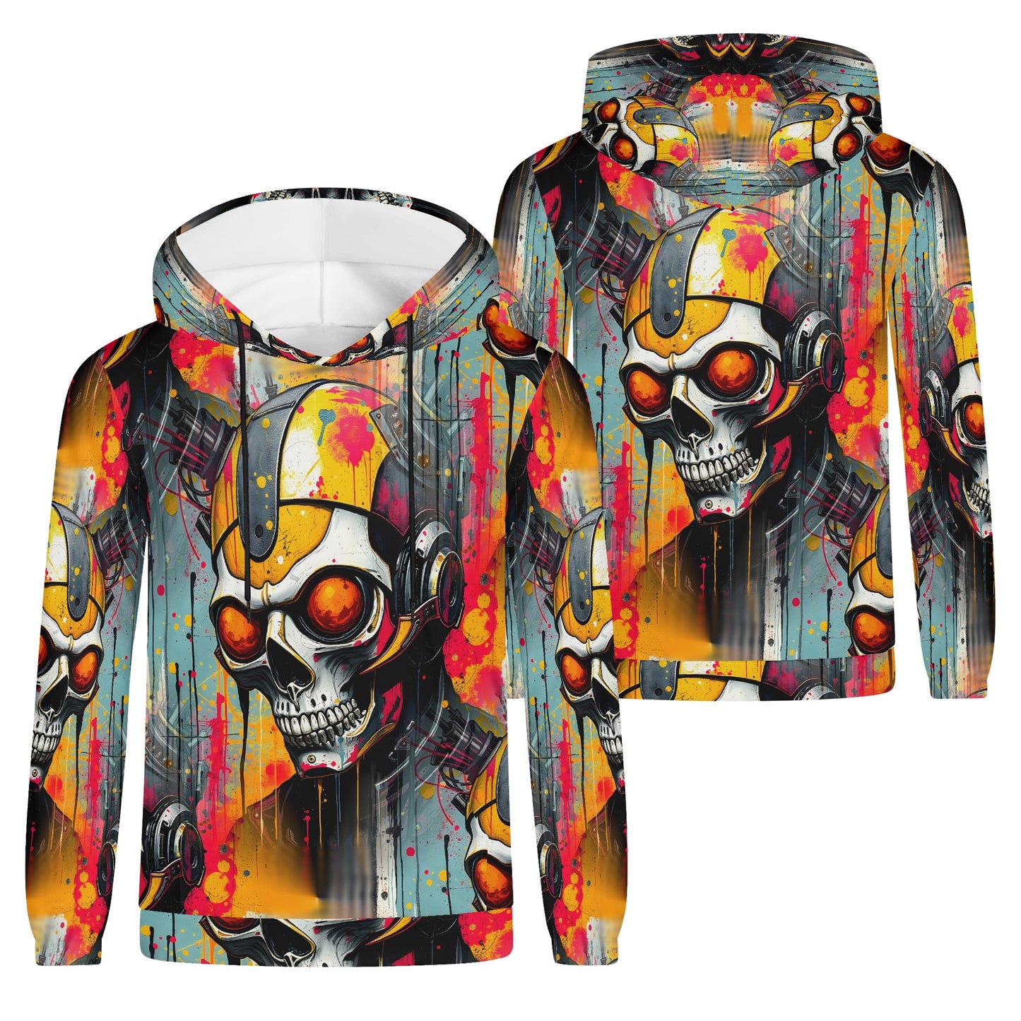 Neon Reaper - Unisex Hoodie – Cyberpunk Skull Meets Rebellion