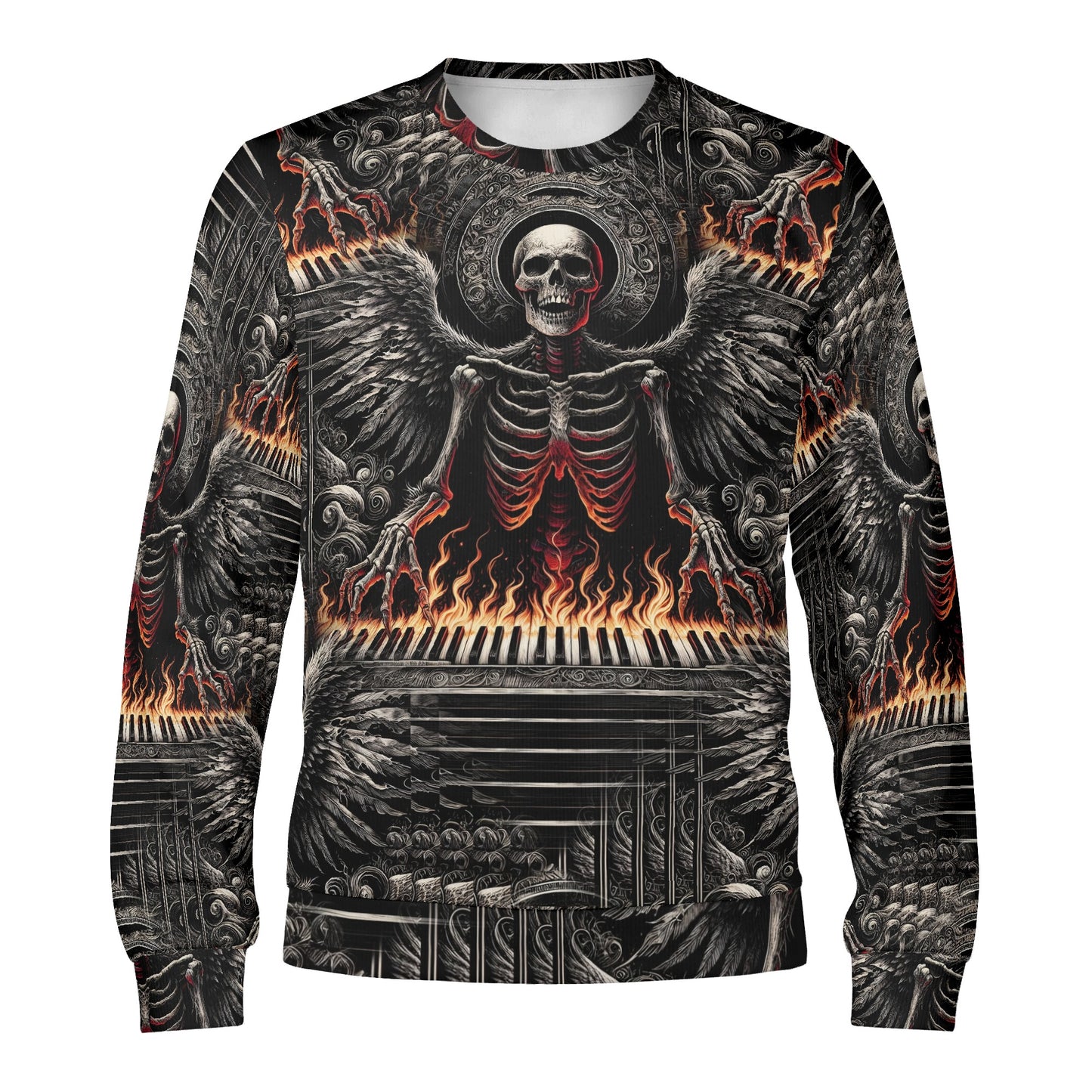 Piano of Souls – Unisex Sweater - A Fiery Symphony of Darkness & Rebellion