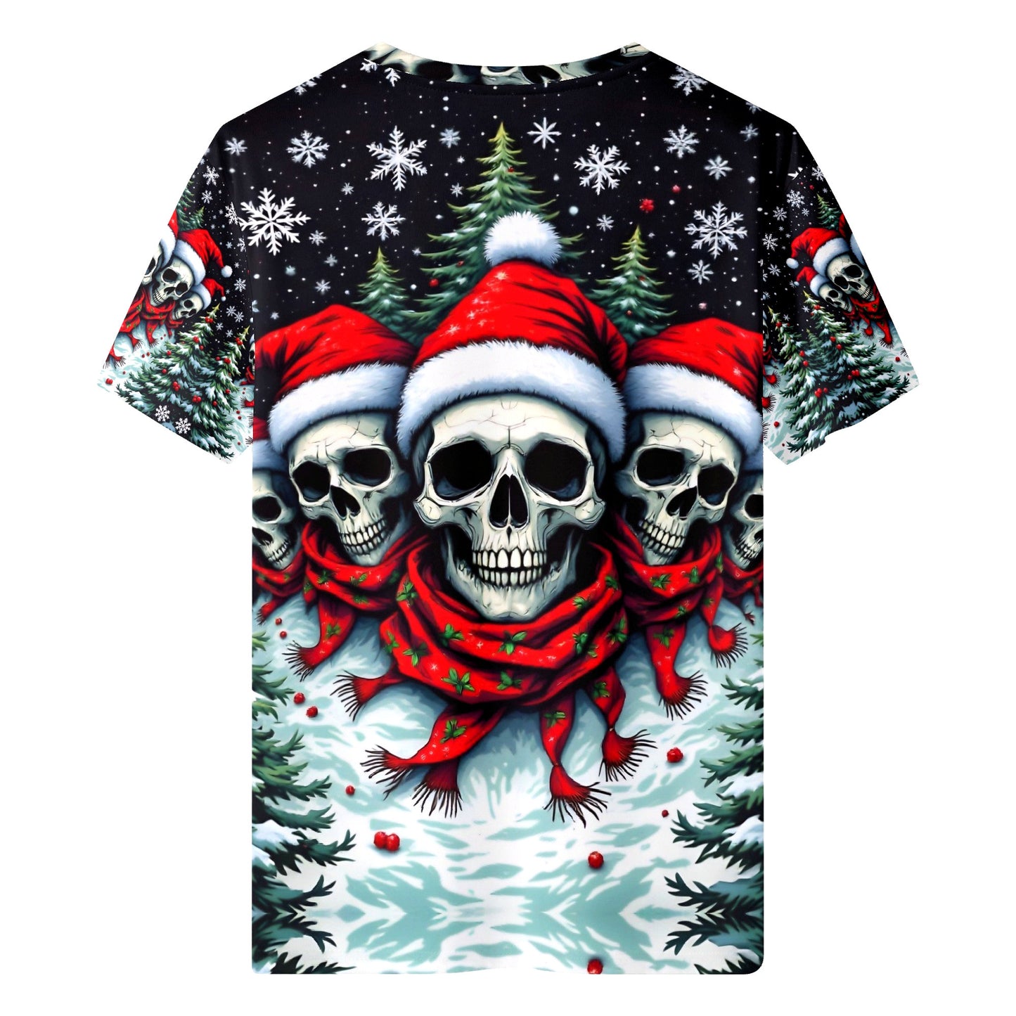 Santa Skulls in a Winter Wonderland Lycra Christmas T-Shirt
