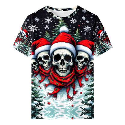 Santa Skulls in a Winter Wonderland Lycra Christmas T-Shirt