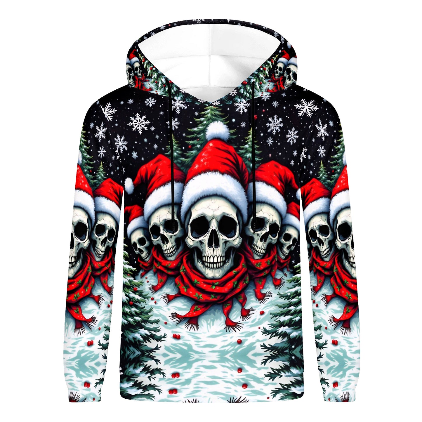 Santa Skulls in a Winter Wonderland – Poly French Terry Hoodie
