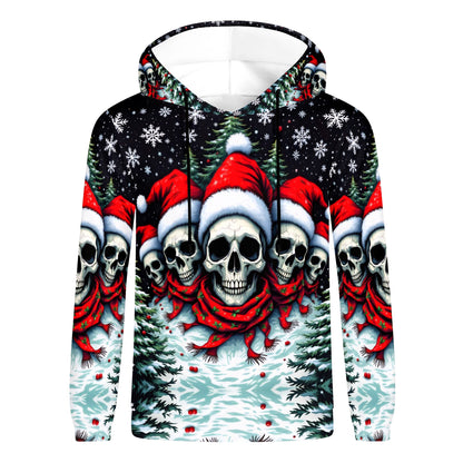 Santa Skulls in a Winter Wonderland – Poly French Terry Hoodie