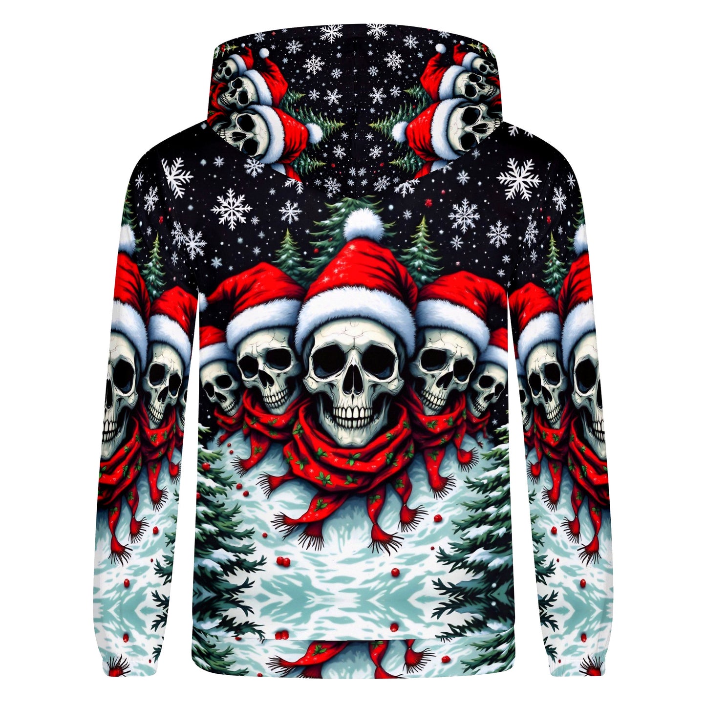Santa Skulls in a Winter Wonderland – Poly French Terry Hoodie