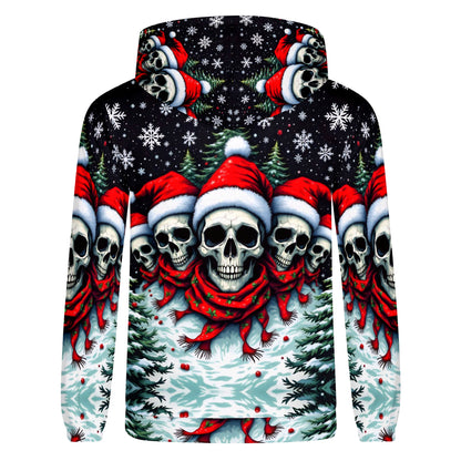 Santa Skulls in a Winter Wonderland – Poly French Terry Hoodie