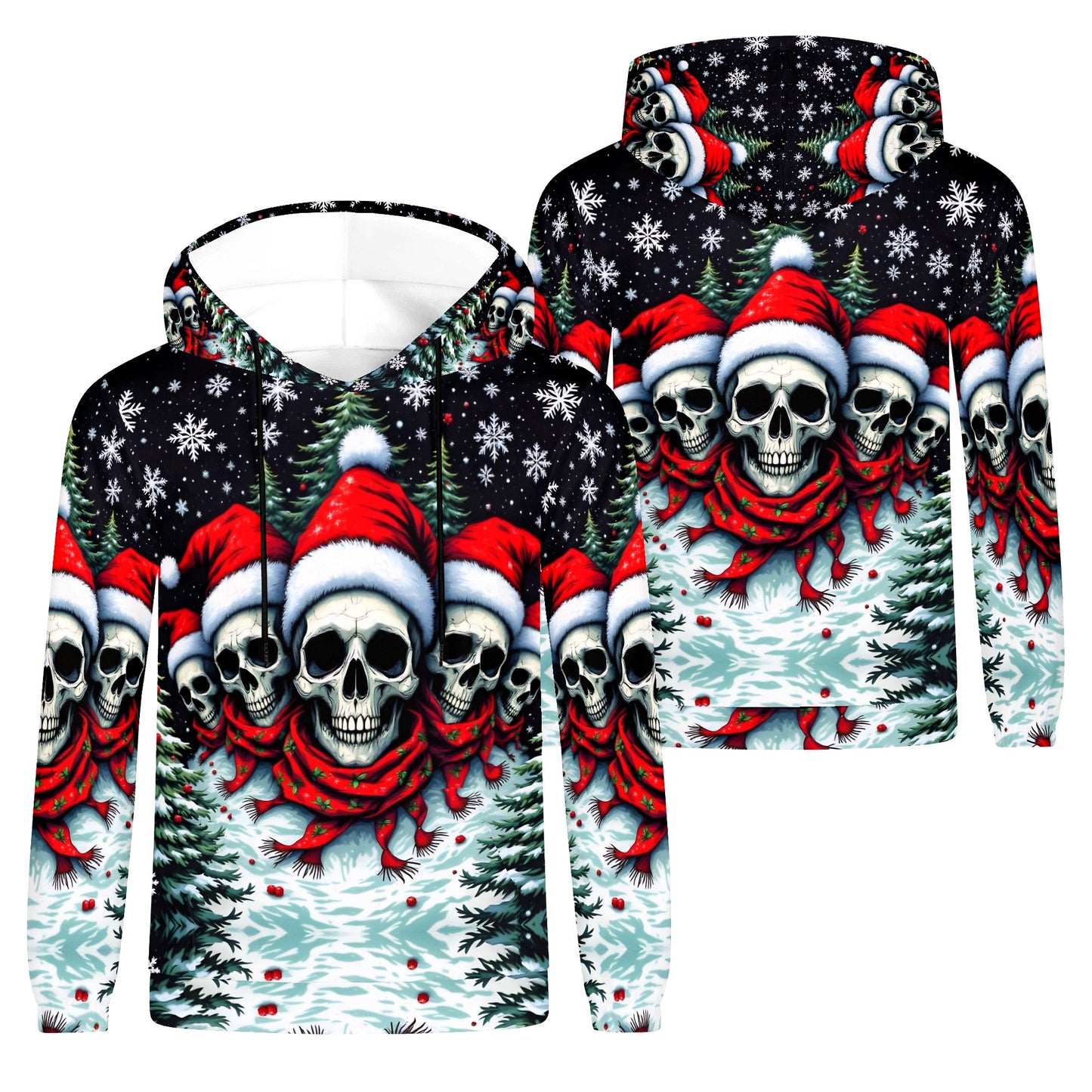 Santa Skulls in a Winter Wonderland – Poly French Terry Hoodie