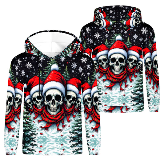 Santa Skulls in a Winter Wonderland – Poly French Terry Hoodie