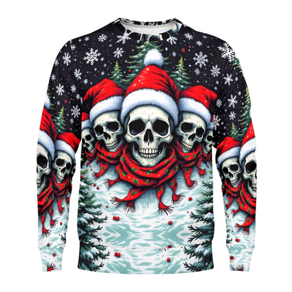 Santa Skulls in a Winter Wonderland - Poly French Terry Christmas Sweatshirt