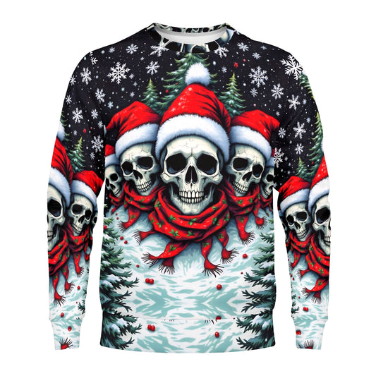 Santa Skulls in a Winter Wonderland - Poly French Terry Christmas Sweatshirt
