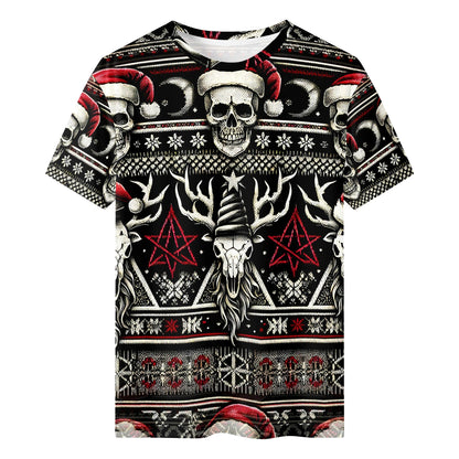 Santa’s Skull Stag Lycra Christmas T-Shirt – Loud & Lethal