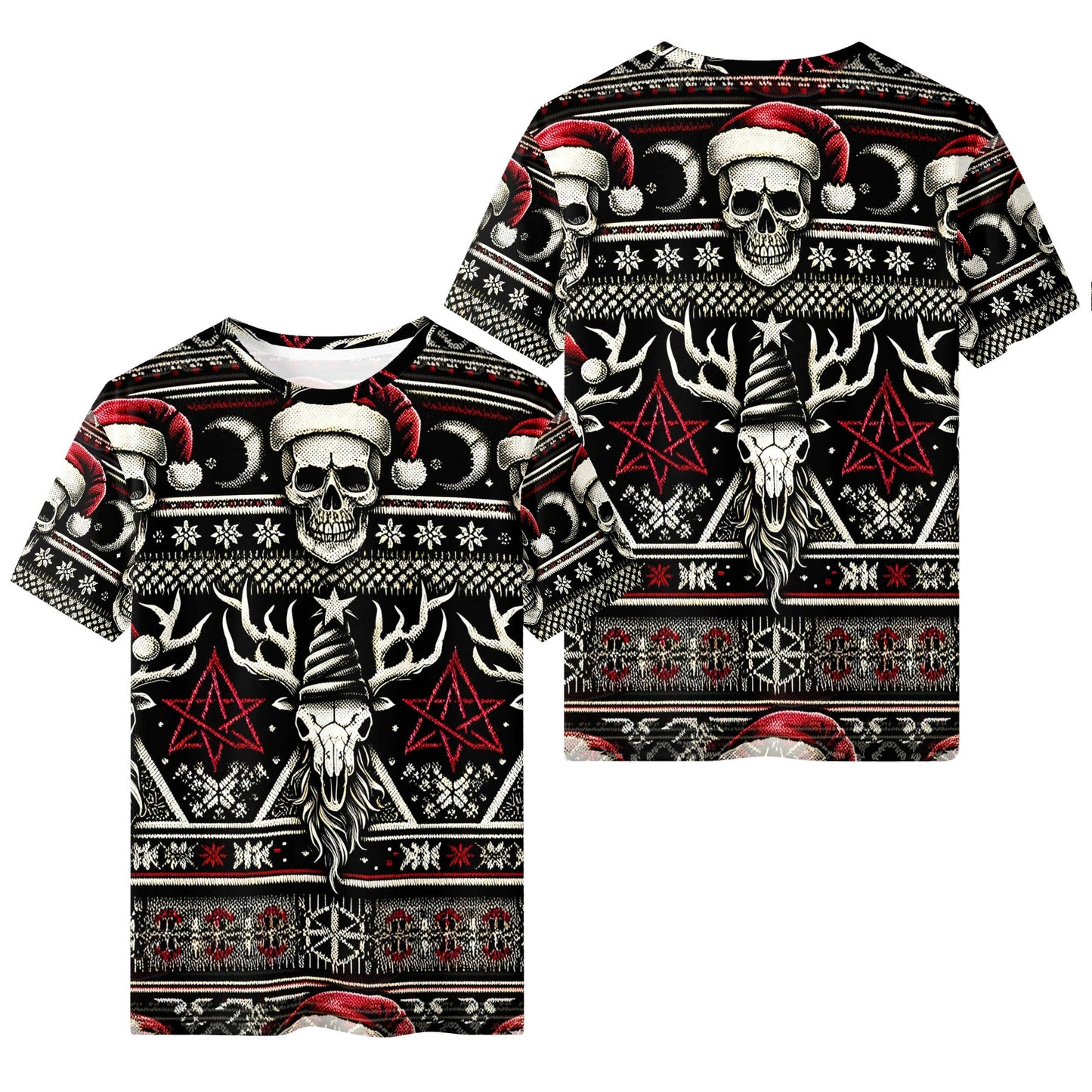 Santa’s Skull Stag Lycra Christmas T-Shirt – Loud & Lethal