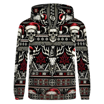 Santa’s Skull Stag – Cotton Terry Hoodie