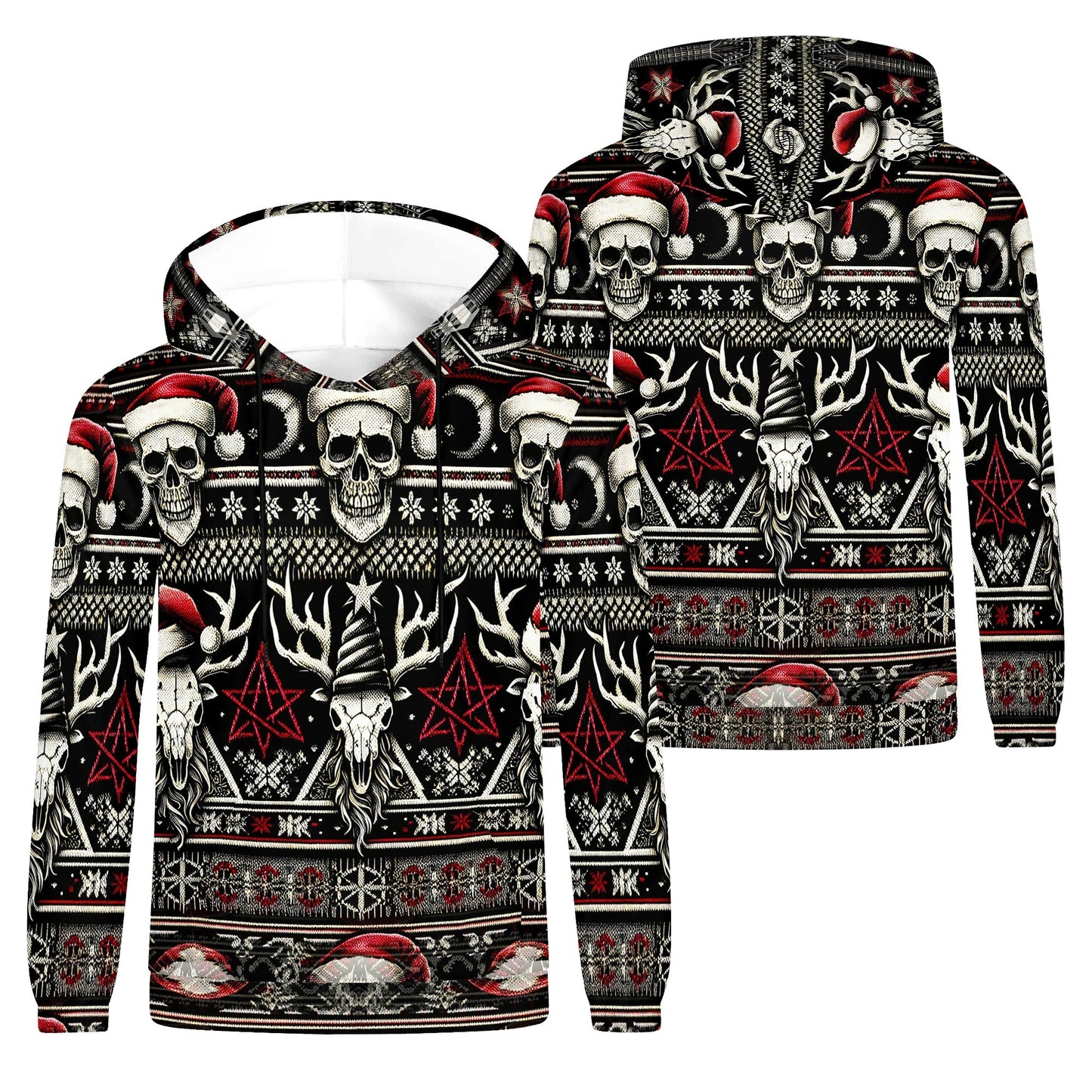 Santa’s Skull Stag – Cotton Terry Hoodie