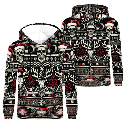 Santa’s Skull Stag – Cotton Terry Hoodie