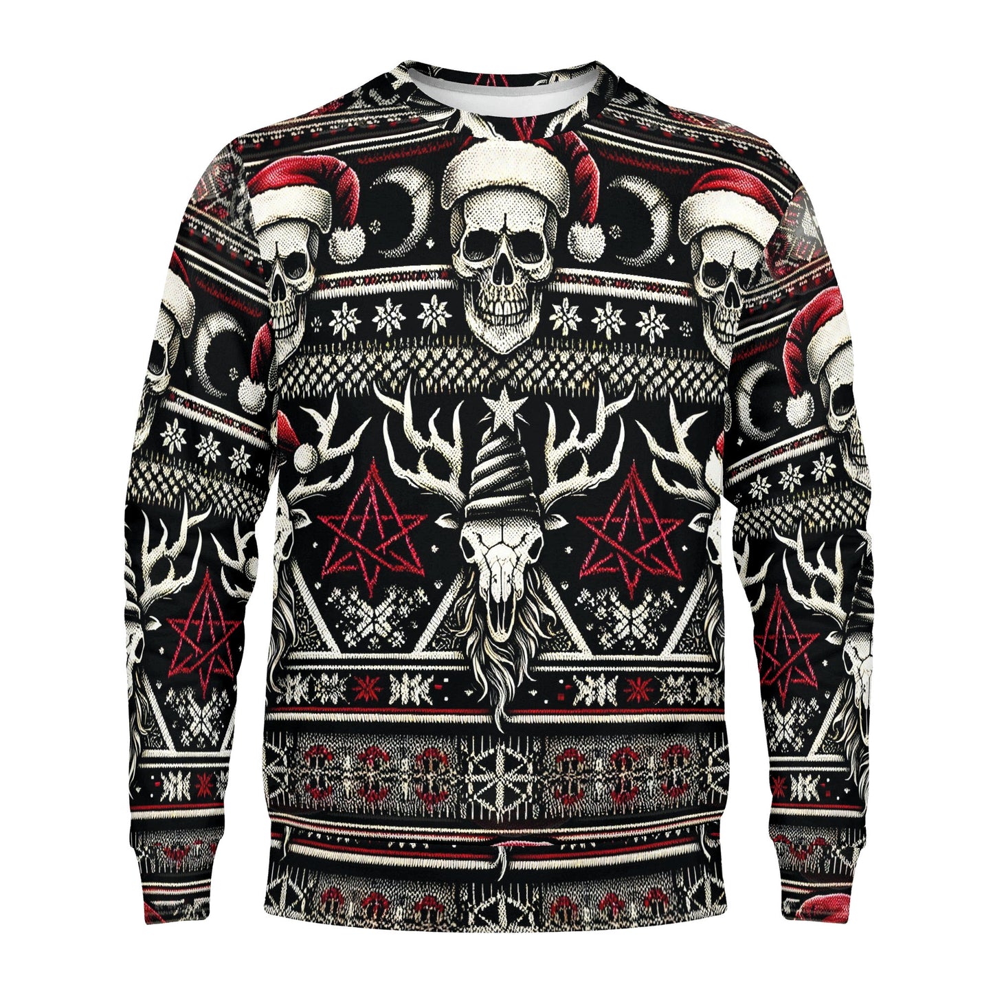 Santa’s Skull Stag – Cotton Terry Christmas Sweatshirt by Loud & Lethal