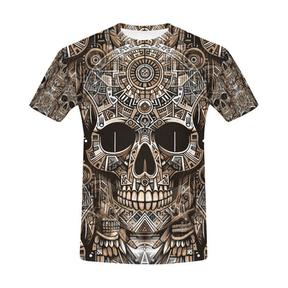 Skull Totem – Unisex T-Shirt: A Bold Fusion of Ancient and Modern Elements