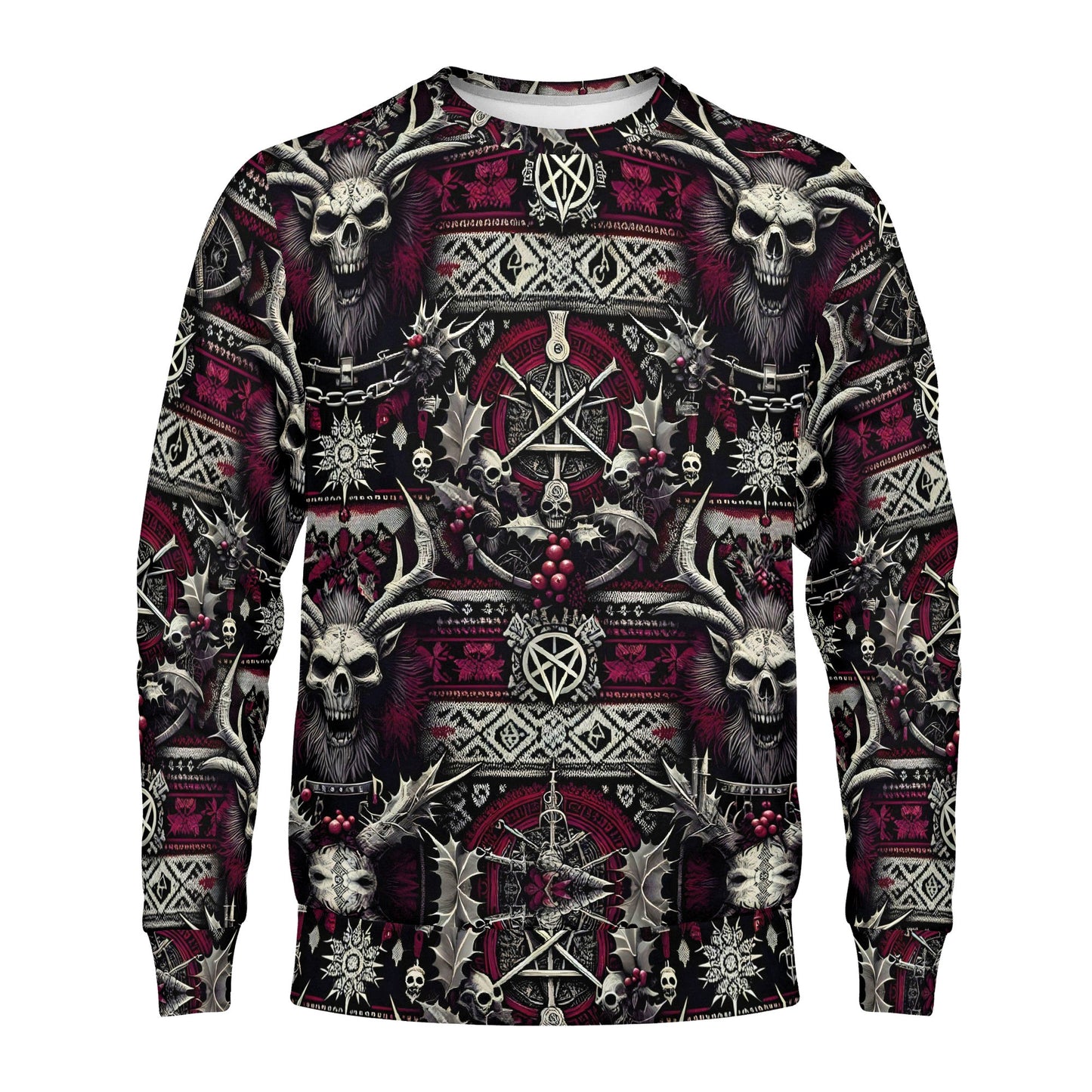 Skullbound Noel – Poly French Terry Christmas Sweatshirt by Loud & Lethal