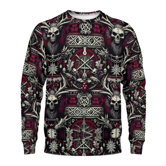 Skullbound Noel – Poly French Terry Christmas Sweatshirt by Loud & Lethal