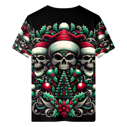Three Skulls of Noel Organic Cotton Christmas T-Shirt