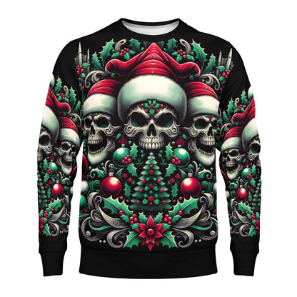 Three Skulls of Noel - Poly French Terry Christmas Sweatshirt