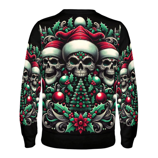 Three Skulls of Noel - Poly French Terry Christmas Sweatshirt