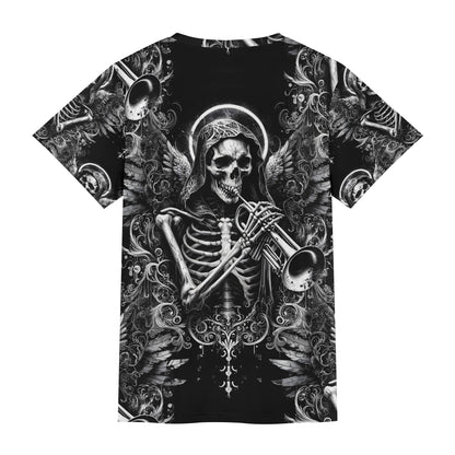 Trumpet of the Dead – Unisex T-Shirt - A Haunting Symphony of Gothic Elegance