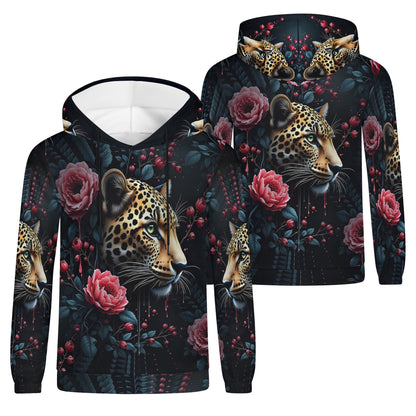 Wild Beauty - Unisex Hoodie - Leopard & Roses All-Over Print