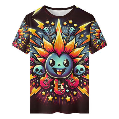 Loud and Lethal Amped Up Organic Cotton Kids T-Shirt with colorful electric guitar and skull graphic design