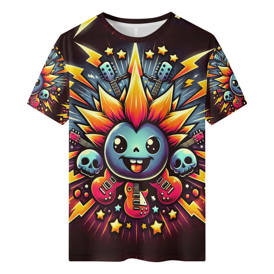 Loud and Lethal Amped Up Organic Cotton Kids T-Shirt with colorful electric guitar and skull graphic design
