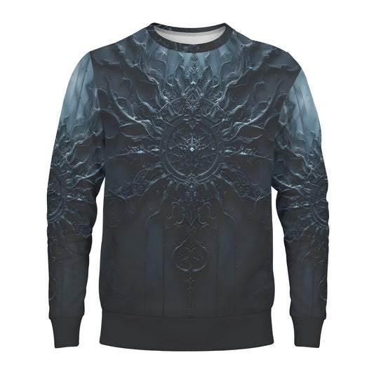 Loud and Lethal unisex sweater Darkened Essence Poly French Terry Sweatshirt with dark embossed mandala design