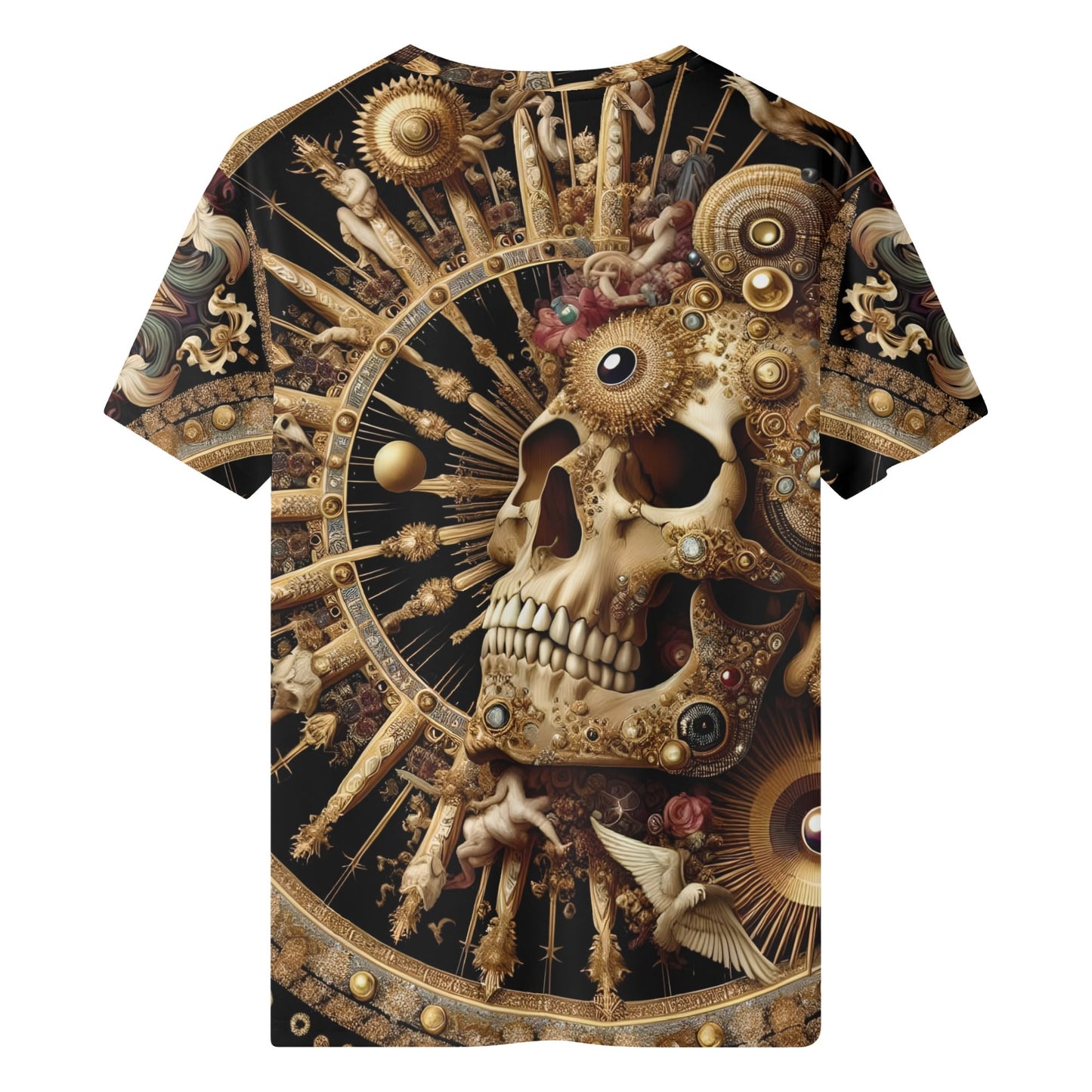 Loud and Lethal Baroque Bliss 100% Cotton T-Shirt featuring detailed ornate skull and sunburst design