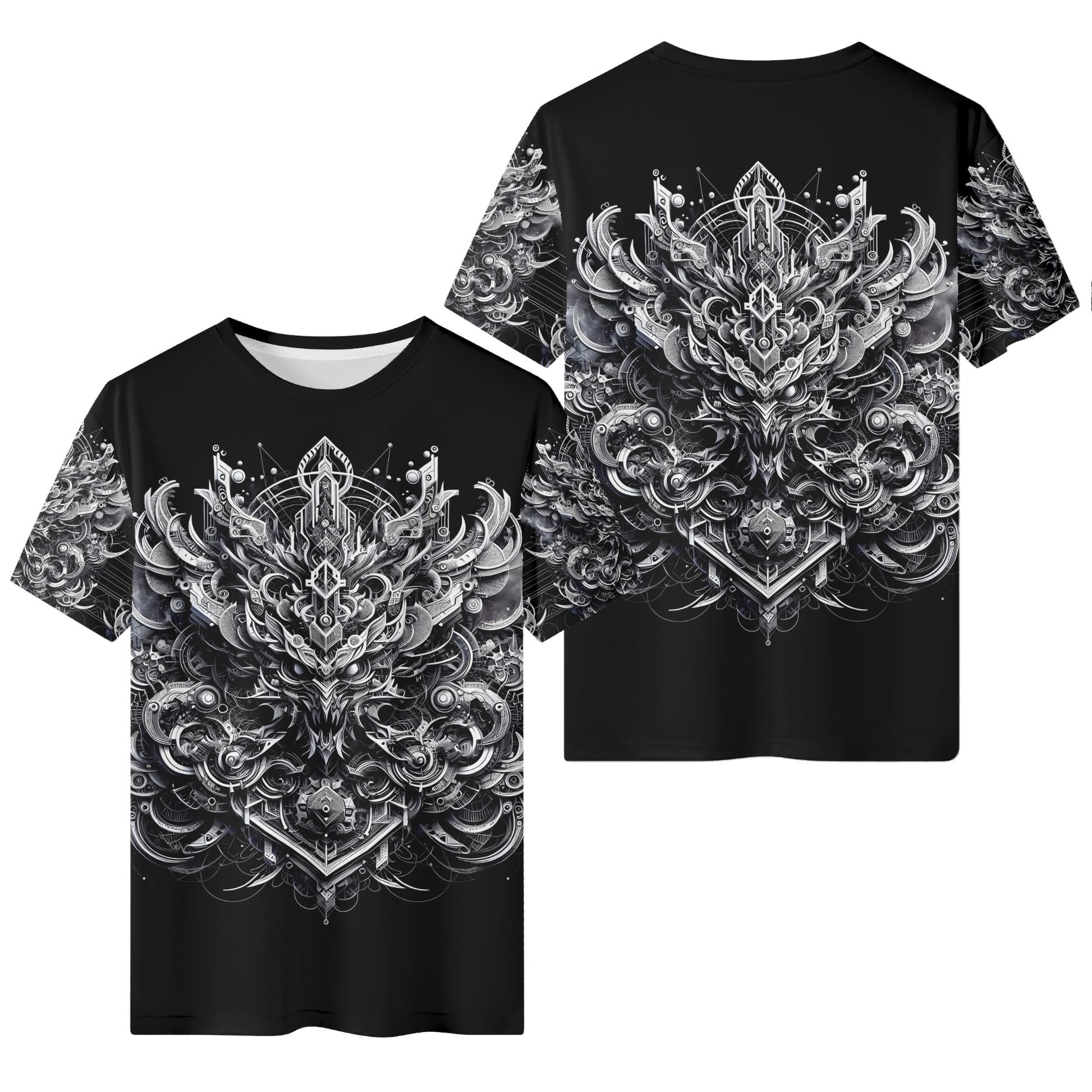 Beast in Motion 100 Cotton T-Shirt by Loud and Lethal with intricate black and white dragon design