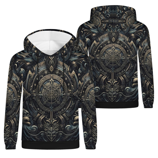 Unisex Chronicles of the Ether Cotton Terry Hoodie by Loud and Lethal with intricate dark fantasy design